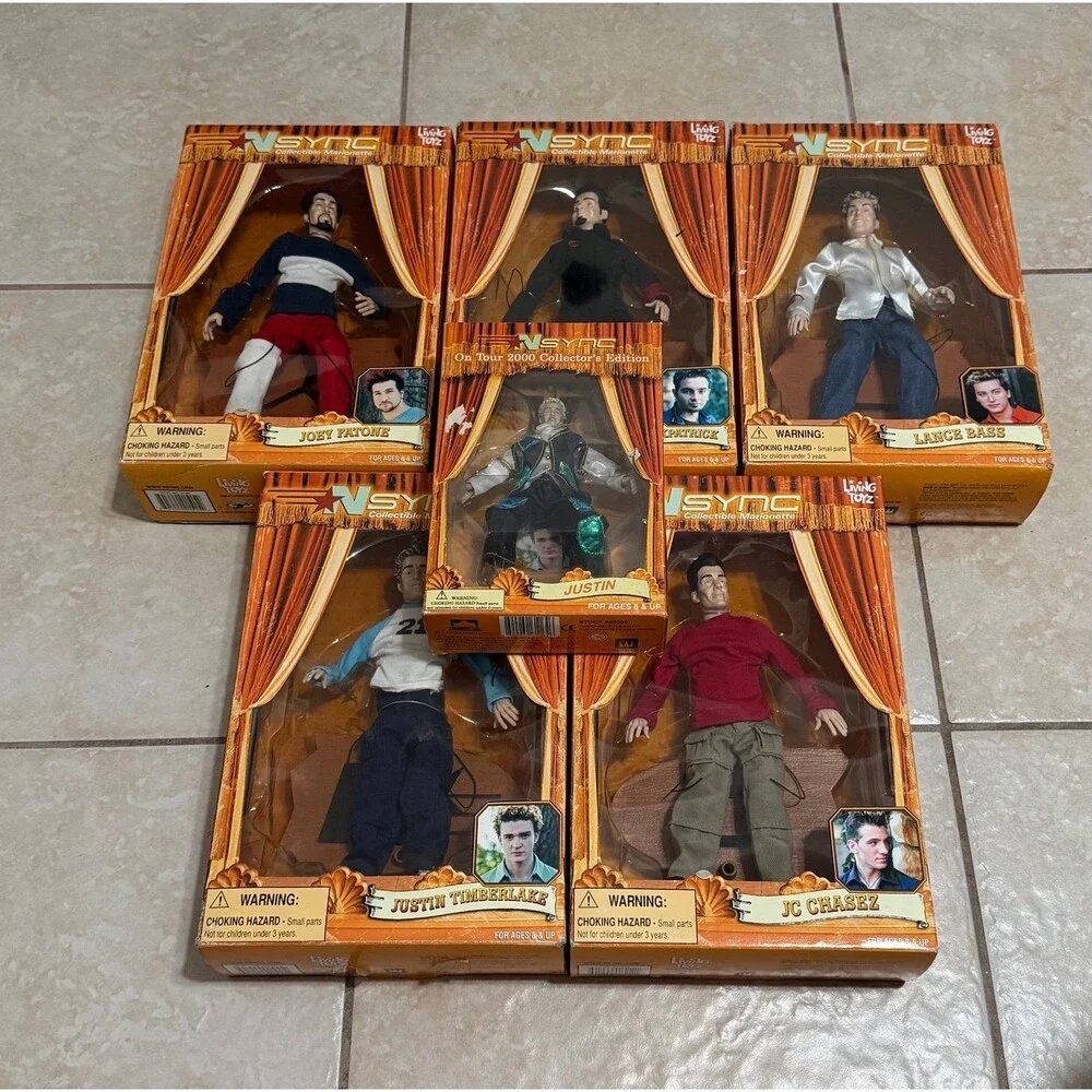 NSYNC collectible marionette set of 6 complete 2000 Living Toyz New In Box